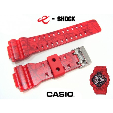 Pasek Casio GA-110SL-4A, GA-100, GA-110, GA-120, GD-100, GD-110, GD-120, GAX-100, G-8900, GAC-100 czerwony matowy, wzór